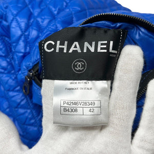 CHANEL Vintage P42146 Coco Mark Reversible Puffer Jacket #42 Black Nylon RankAB