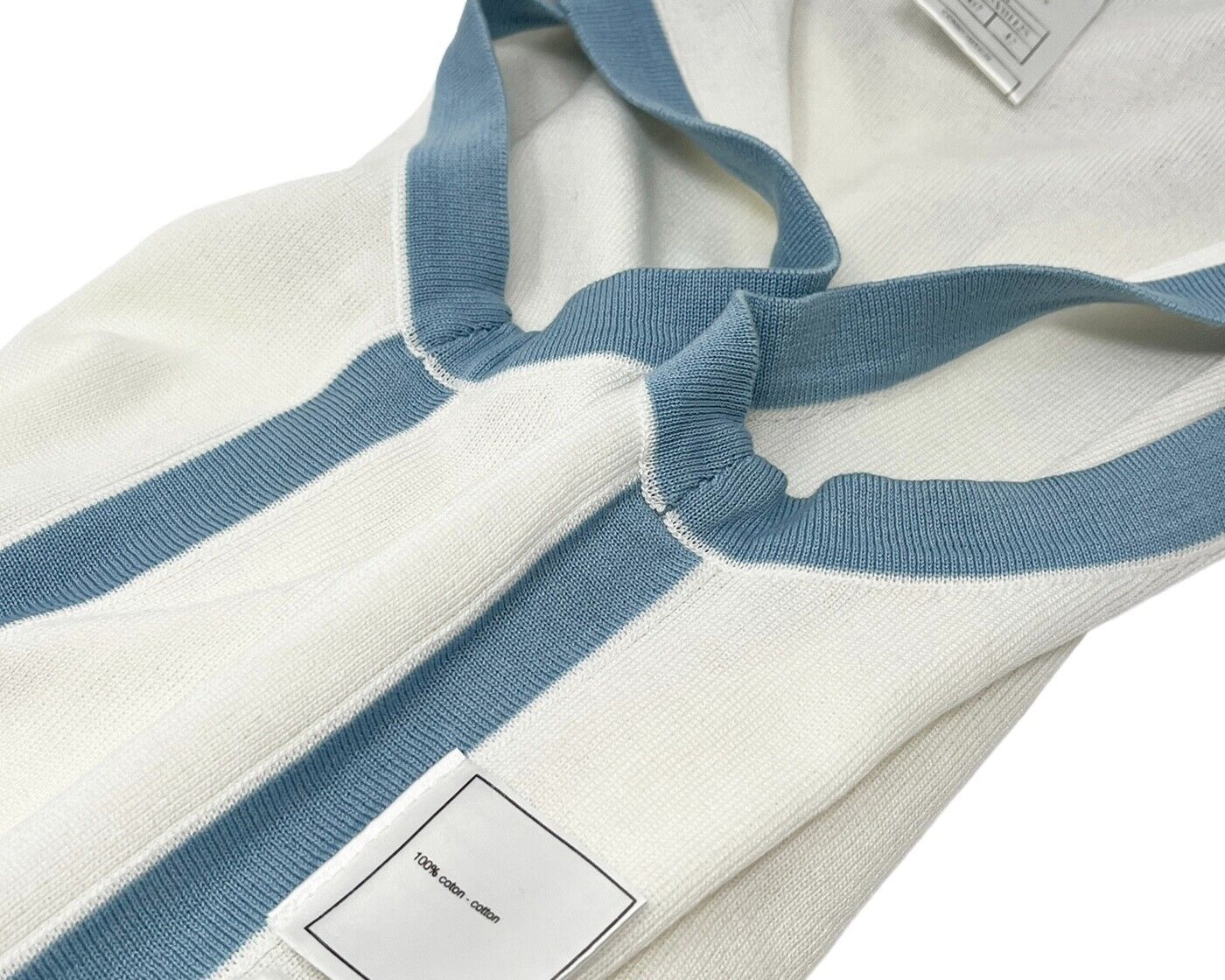 CHANEL Vintage 02S CC Logo Zipped Polo Shirt #42 Sleeveless Cotton White RankAB