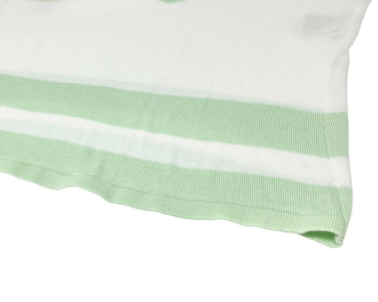 CHANEL Vintage 00S CC Logo Tank Top #38 White Green Cotton Rank AB