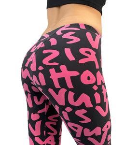 LOUIS VUITTON Vintage Graffiti Logo Leggings #40 Pants Pink Letter