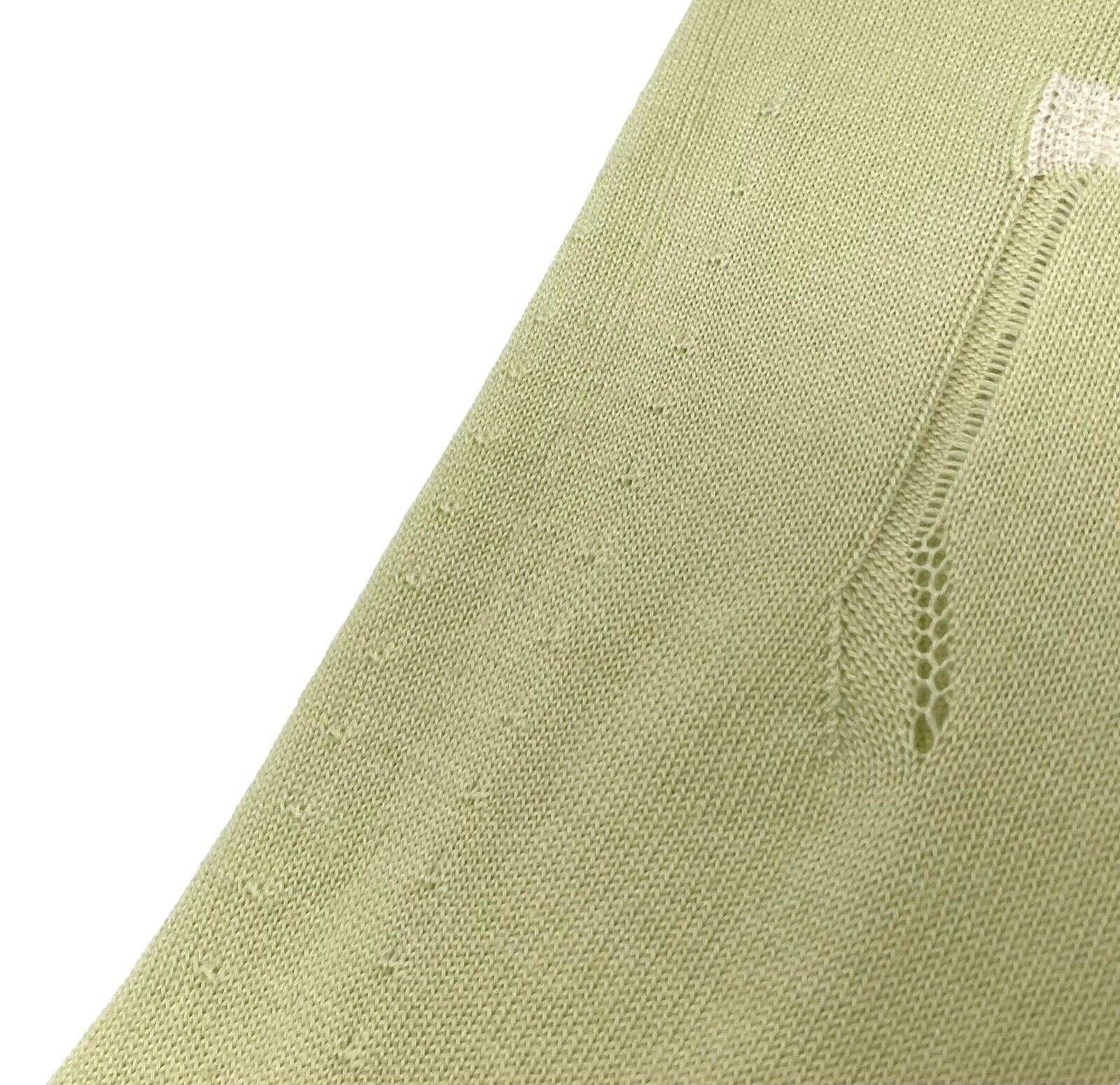 CHANEL Vintage 04C CC Logo Knit Top #38 Light Green Ivory Cashmere Rank AB