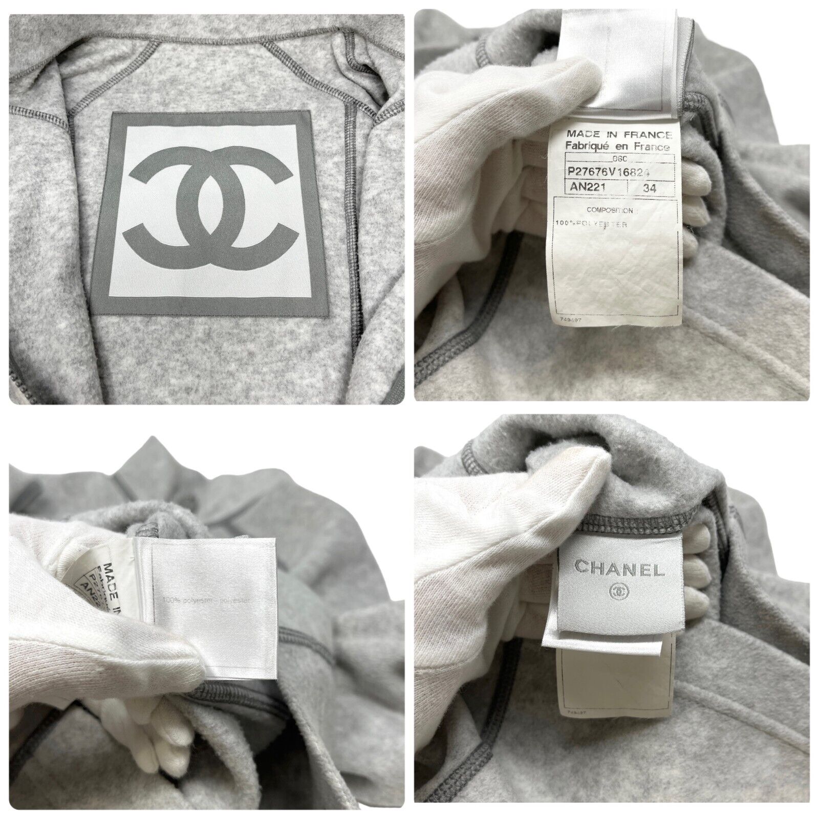 CHANEL Sport Vintage 06C CC Logo Full Zipped Jacket #34 Gray Polyester RankAB+