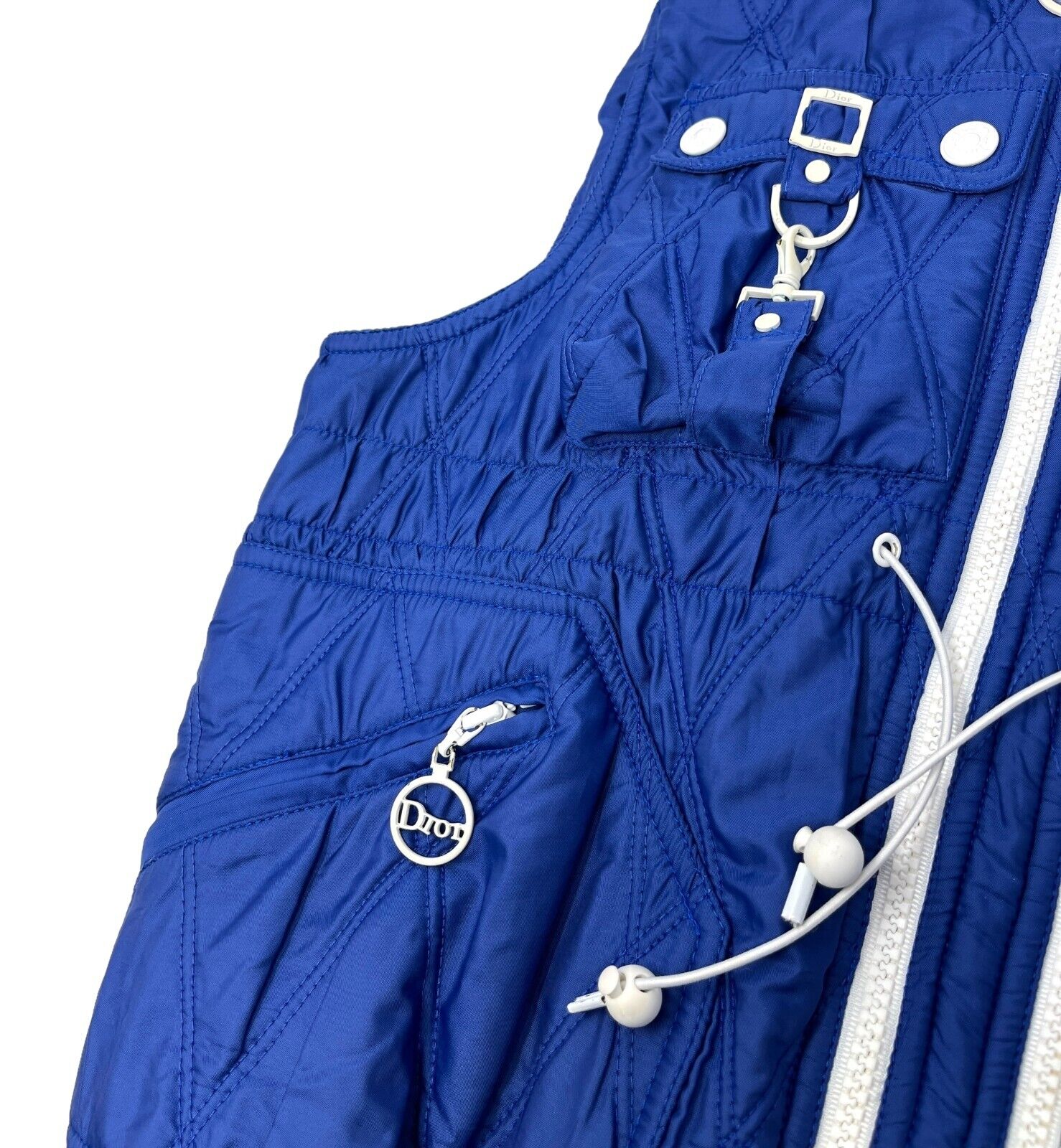 Christian Dior Vintage Logo Sleeveless Zip Jacket Skirt Set #38 #36 Blue RankAB