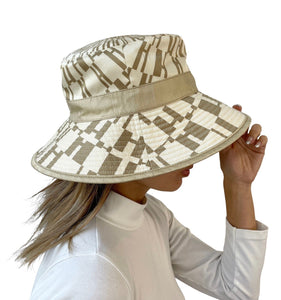 HERMES Vintage Capeline Hat #57 Silk Linen Ivory Beige Gold RankAB+