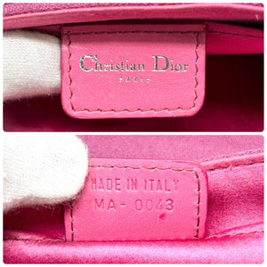 Christian Dior Vintage Beads Logo Pochette Wristlet Mini Clutch Bag Pink RankAB