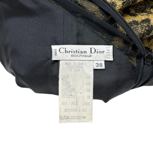 Christian Dior Vintage Leopard Dress #38 See-through Glitter Gold Black RankAB+