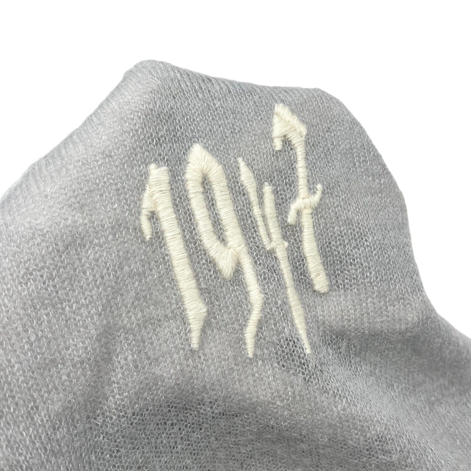 Christian Dior Vintage Calligraphy Gothic Logo Scarf Wrap Gray Mohair RankAB