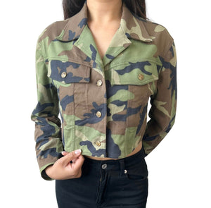 Christian Dior Vintage Logo Cropped Jacket #38 Camouflage Green Cotton Rank AB