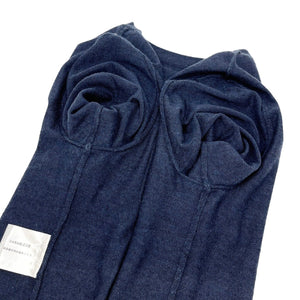 CHANEL Vintage P46438 CC Mark Patch Knit Top #36 Pocket Dark Blue Wool Rank AB+