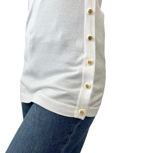 CHANEL Vintage Coco Mark Logo Tank Top #34 Tunic White Cotton Button RankAB