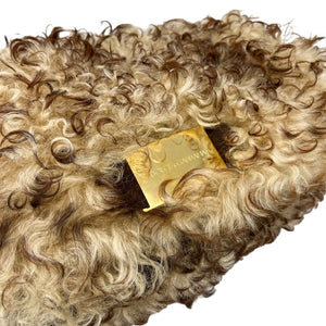 DOLCE&GABBANA Vintage Logo Faux Fur Shoulder Bag Beige Brown Suede Rank AB
